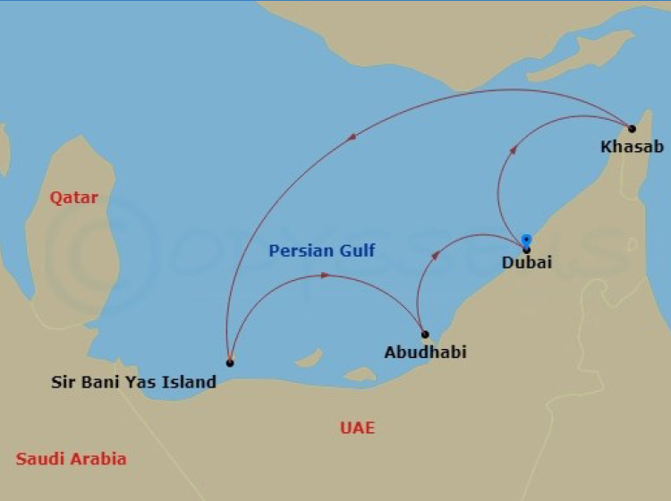 Abu Dhabi Grand Prix Fly, Cruise & Stay Package Map