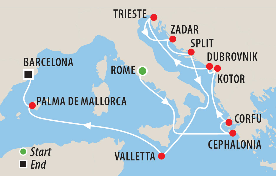Adriatic Jewels Cruise with Tony Moclair Map