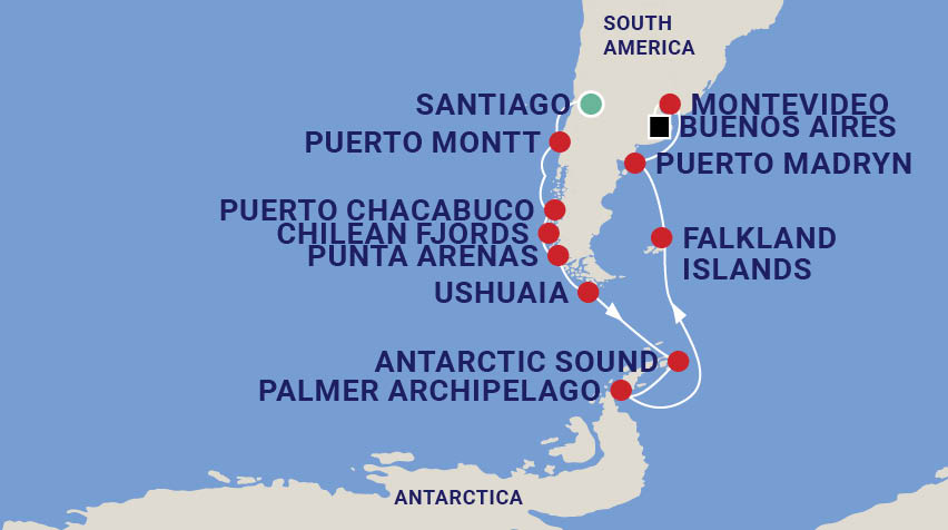 Antarctica and South America Bridge Cruise with Gary Brown Map
