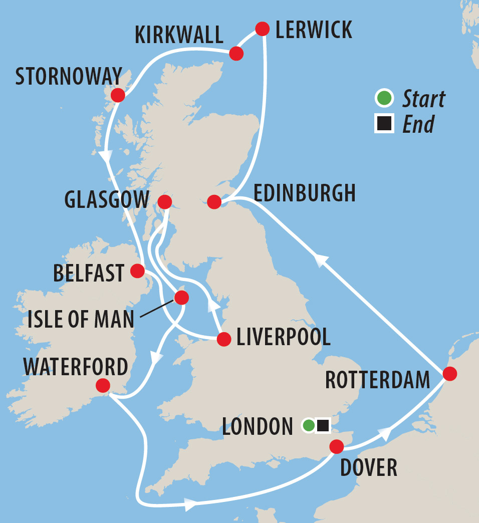 Britain & Ireland Bridge Cruise with Gary Brown Map