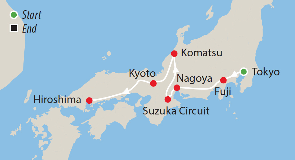 Classic Automobile Tour to Japan Map