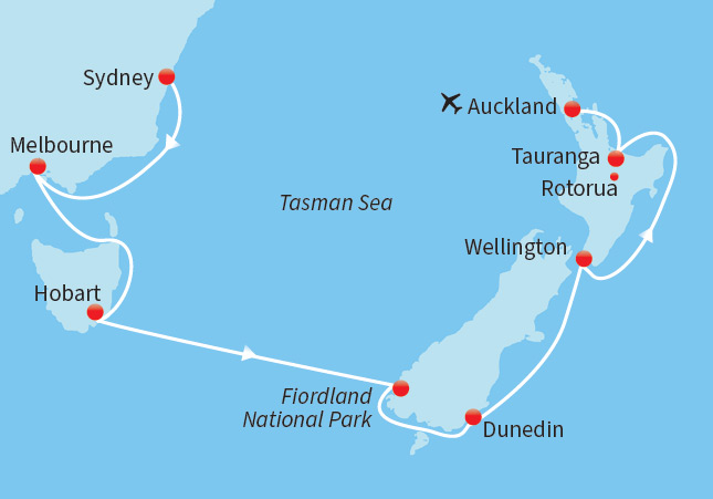 Cycle & Cruise Australia & New Zealand Map