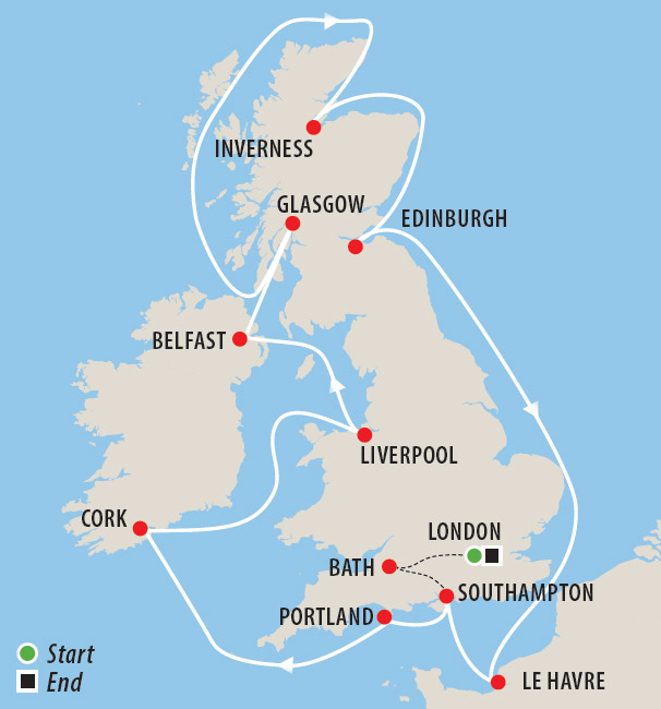 Cycle & Cruise of the British Isles Map