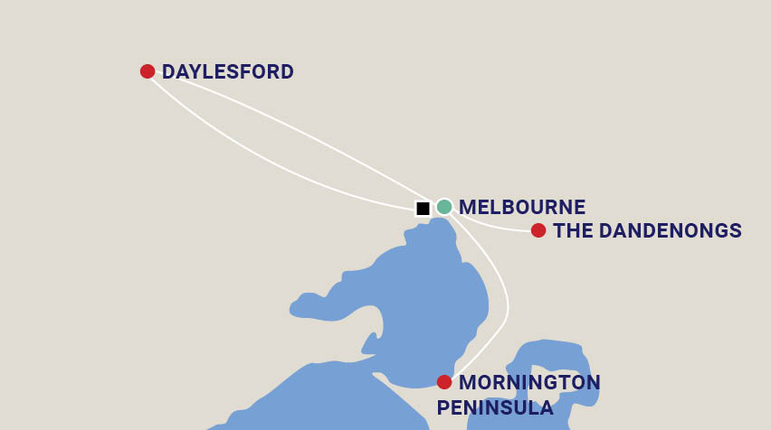 Daylesford, Mornington and Melbourne with Phil Dudman Map