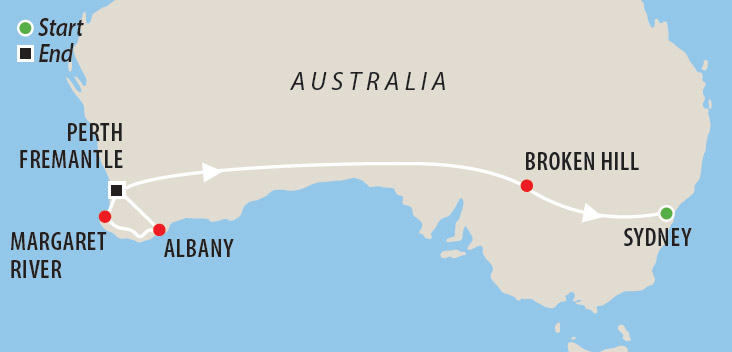 Indian Pacific Rail Journey Western Australia Map