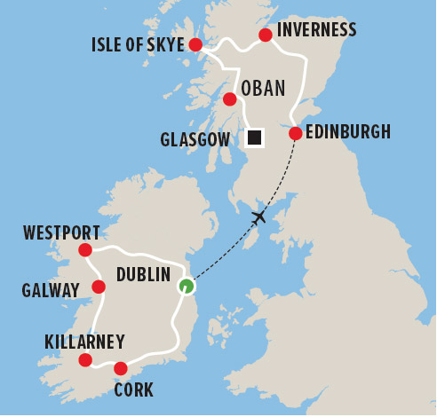 Ireland & Scotland Music Tour with Pete Denahy Map