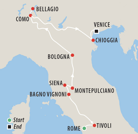 Italy off the beaten track tour with Heather Burden Map