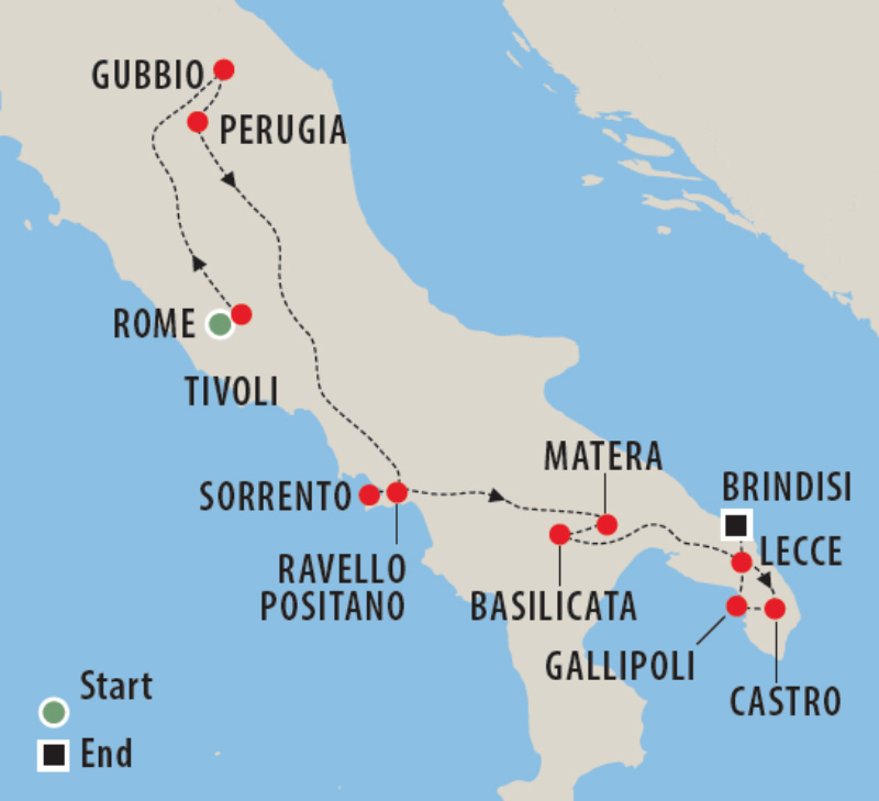 Italy Women's travel tour with Monica Valentino Map