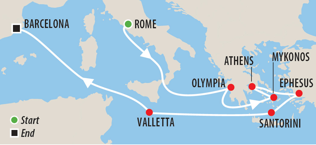 Mediterranean Cruise with Luke Grant Map