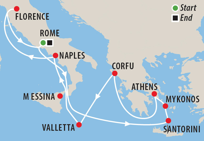 Mediterranean Music Cruise with The French Family Band and Adam Harvey Map