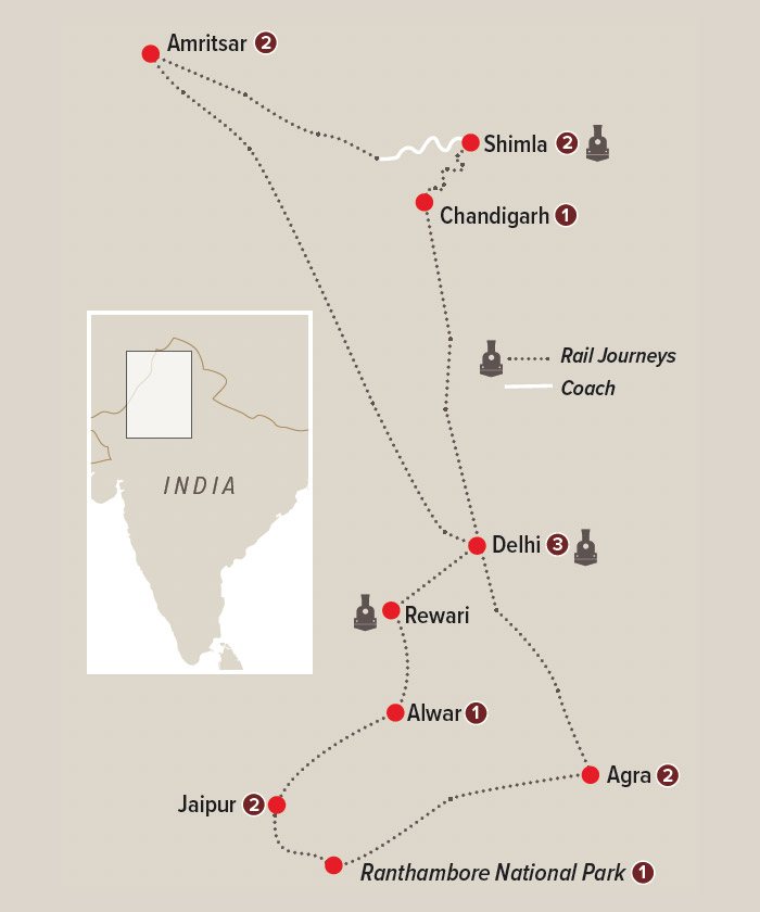 Unforgettable North India by Rail Map