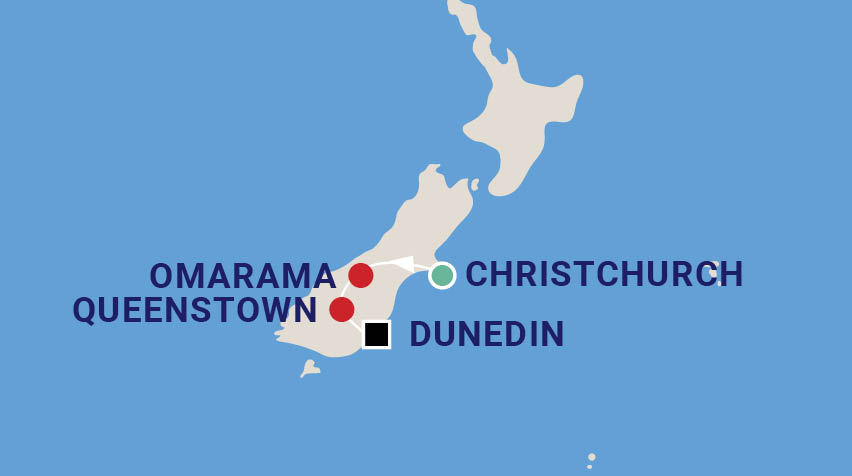 New Zealand South Island Garden Tour with Deryn Thorpe Map