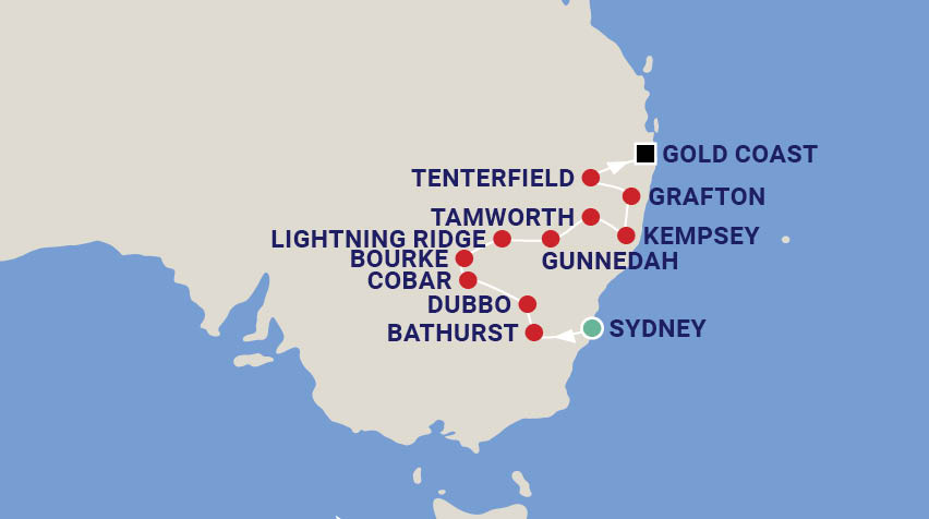 Outback NSW Music Tour with Brendan Scott Map