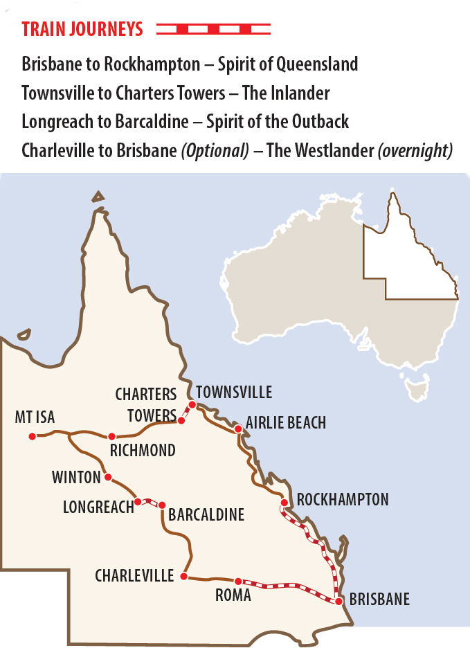 Rail & Coach Exploration of Queensland Map