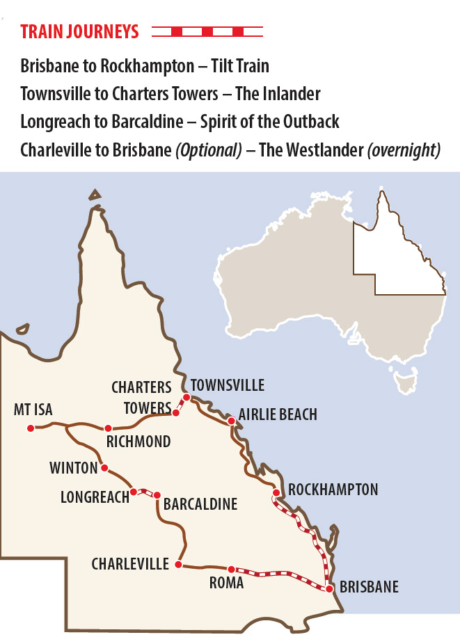 Rail & Coach Exploration of Queensland Map