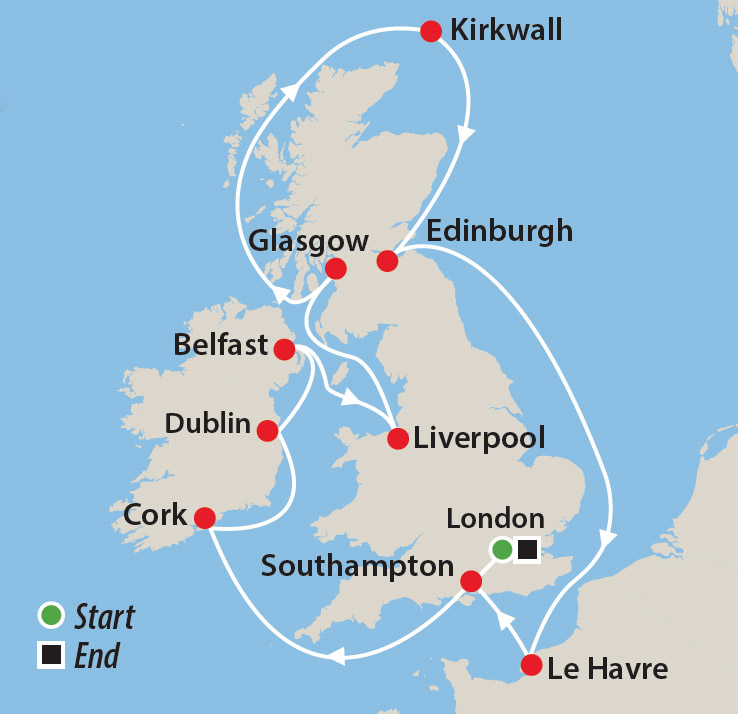 Celtic Cruise of Britain & Ireland Map