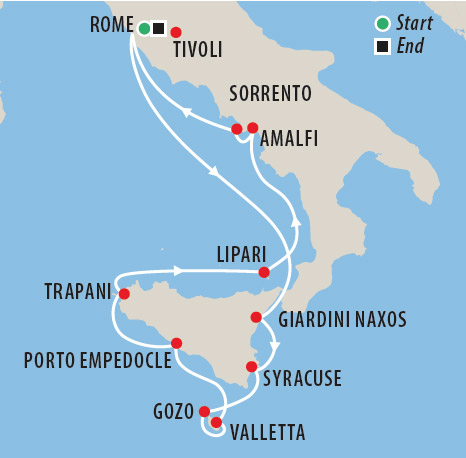 Exploration of Sicily & Malta Cruise Map