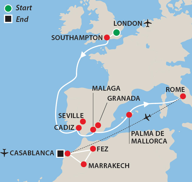 Spain & Morocco Cruise Map