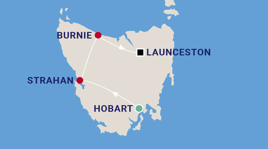 Rail & Auto Tour of Tasmania Map