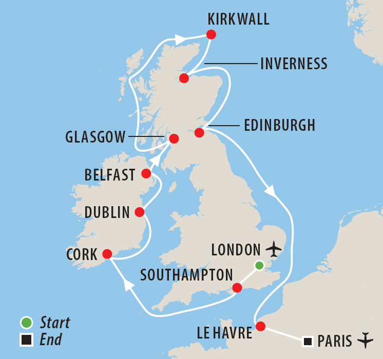 British Isles Cruise with Luke Grant Map