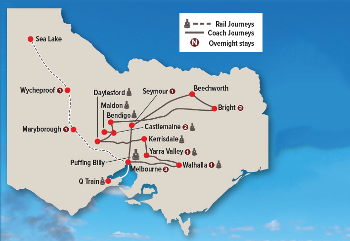 Rail & Coach Exploration of Victoria Map