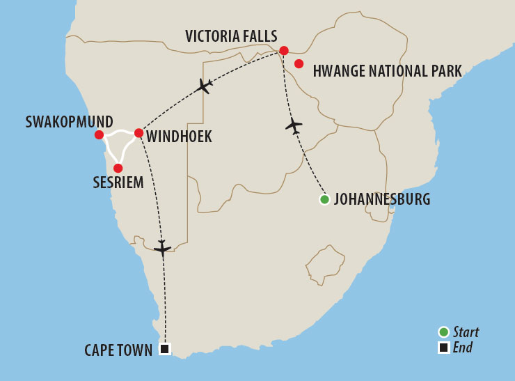 natural Wonders of South Africa Map